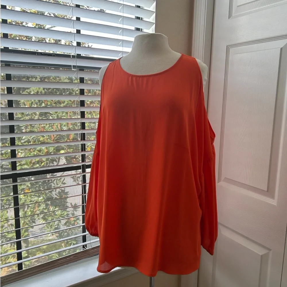 Eloquii Orange Cold Shoulder Blouse – Size 24 - Picture 2 of 6